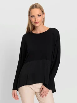 Rick Cardona T-Shirts<T-shirt manches chauve-souris mélange de matières tendance