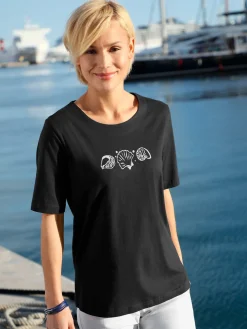 T-Shirts<T-shirt manches courtes col rond imprimé coquillages