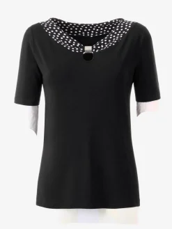 Fair Lady T-Shirts<T-shirt manches courtes col à pois aplique métallique