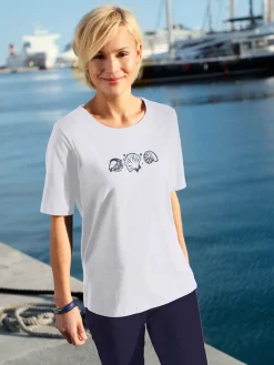 T-Shirts<T-shirt manches courtes col rond imprimé coquillages