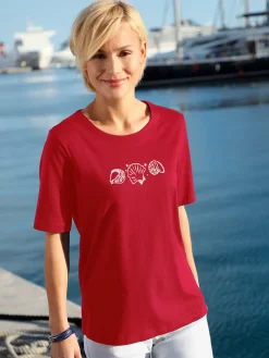 T-Shirts<T-shirt manches courtes col rond imprimé coquillages