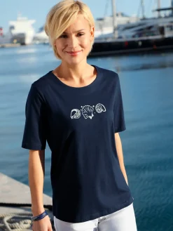 T-Shirts<T-shirt manches courtes col rond imprimé coquillages