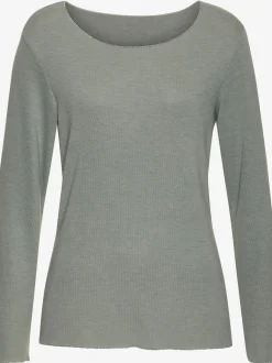 LASCANA T-Shirts<T-shirt manches longues bords pailletés raffinés à l'encolure, aux finitions des manches et à l'ourlet