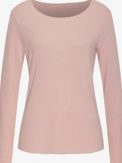 LASCANA T-Shirts<T-shirt manches longues bords pailletés raffinés à l'encolure, aux finitions des manches et à l'ourlet