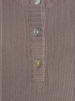 Vivance T-Shirts<T-shirt manches longues courte patte de boutonnage devant avec boutons imitation nacre