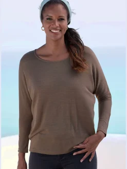 LASCANA T-Shirts<T-shirt manches longues manches chauve-souris pour un look décontracté