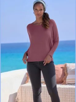 LASCANA T-Shirts<T-shirt manches longues manches chauve-souris pour un look décontracté