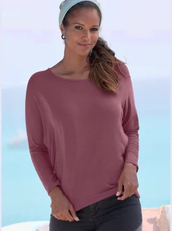 LASCANA T-Shirts<T-shirt manches longues manches chauve-souris pour un look décontracté