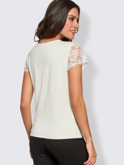Fair Lady T-Shirts<T-shirt mélange coton-modal haut et mancherons en broderie anglaise