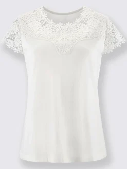 Fair Lady T-Shirts<T-shirt mélange coton-modal haut et mancherons en broderie anglaise