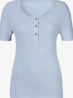 LASCANA T-Shirts<T-shirt petite patte de boutonnage avec boutons imitation corne