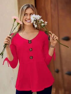 T-Shirts<T-shirt printanier bas évasé à gros boutons