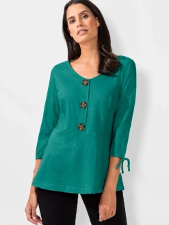 T-Shirts<T-shirt printanier bas évasé à gros boutons