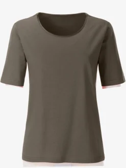 T-Shirts<T-shirt simple avec effet brillant sur encolure