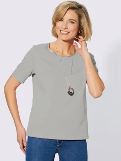 T-Shirts<T-shirt simple avec effet brillant sur encolure