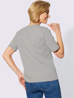 T-Shirts<T-shirt simple avec effet brillant sur encolure