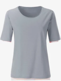 T-Shirts<T-shirt simple avec effet brillant sur encolure