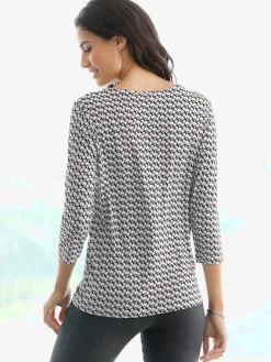 T-Shirts<T-shirt évasé encolure ronde manches 3/4 avec plis devant