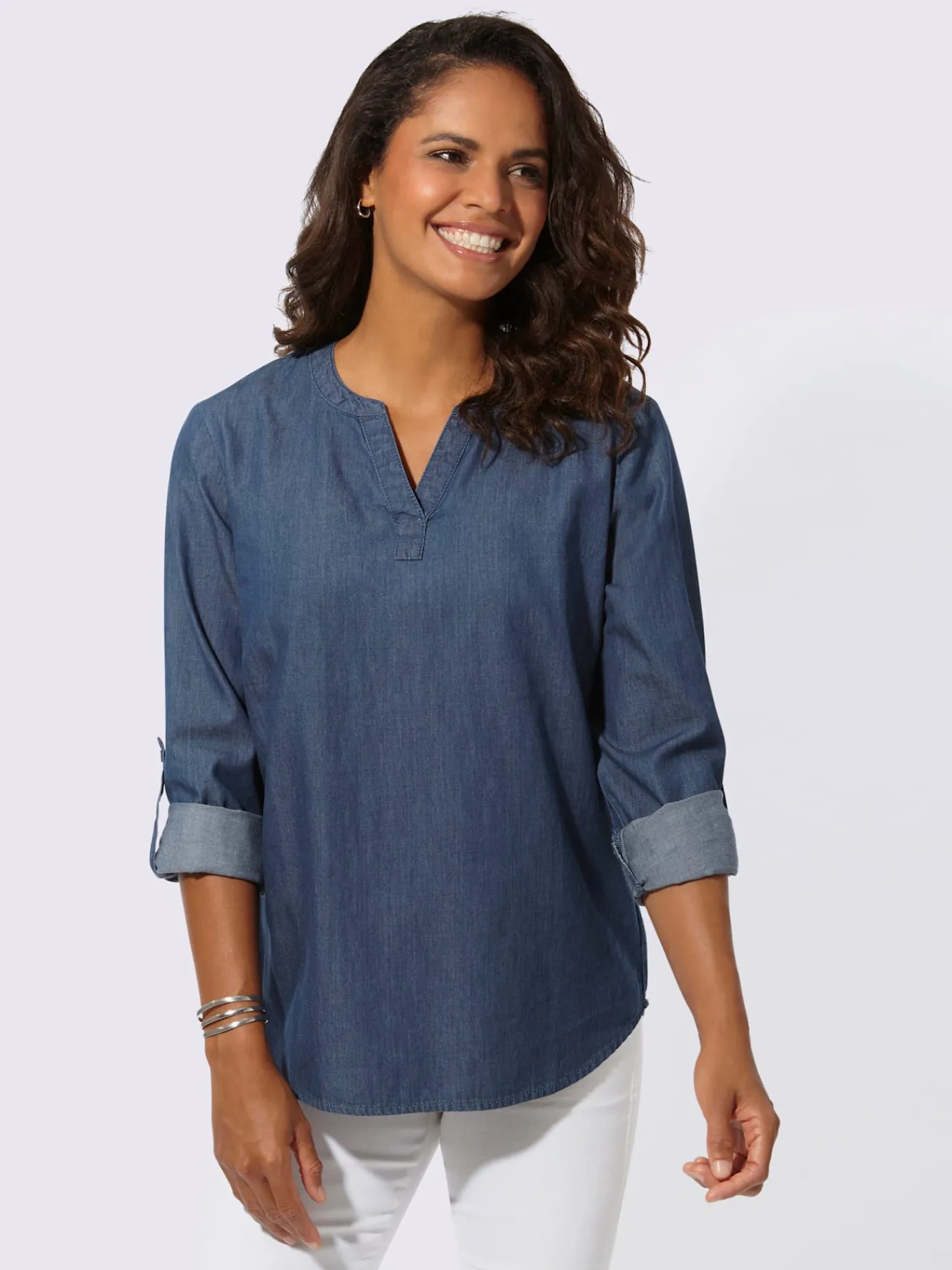 Collection L Tuniques|Chemisiers<Tunique en jean pur coton