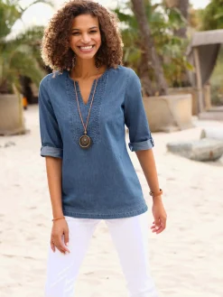 Collection L Tuniques|Chemisiers<Tunique en jean pur coton