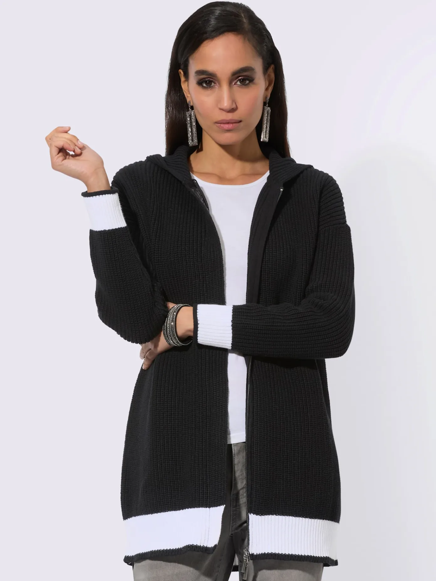 Creation L Gilets Et Cardigans<Veste à capuche en tricot 100% coton