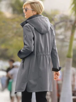 Collection L Vestes<Veste coupe vent longue qualité softshell col montant avec capuche