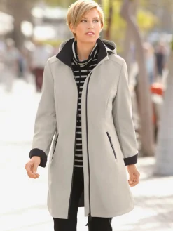 Collection L Vestes<Veste coupe vent longue qualité softshell col montant avec capuche