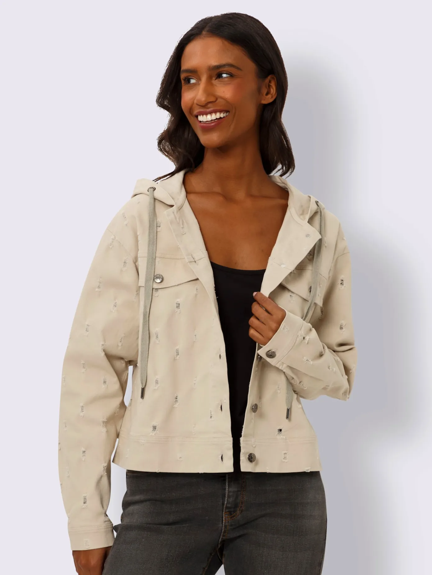 Mandarin Vestes<Veste de loisirs effet « destroy » tendance