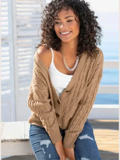 LASCANA Gilets Et Cardigans<Veste en tricot cardigan court avec poches plaquées devant