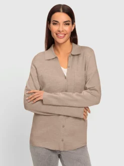 Rick Cardona Gilets Et Cardigans<Veste en tricot col polo à longue patte de boutonnage