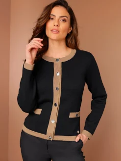 CREATION L PREMIUM Gilets Et Cardigans<Veste en tricot fin 100% laine vierge (mérinos)