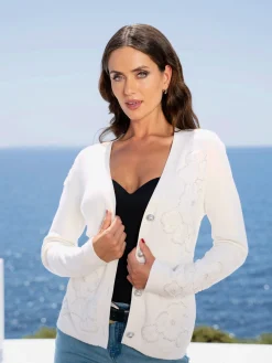 Ashley Brooke Gilets Et Cardigans<Veste en tricot fin mélange doux de viscose et de coton