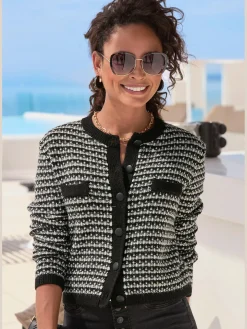 LASCANA Gilets Et Cardigans<Veste en tricot motif à carreaux tendance