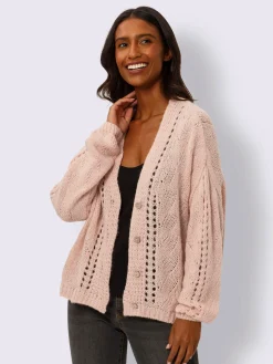 Mandarin Gilets Et Cardigans<Veste en tricot motif tricoté avec partie ajourée devant