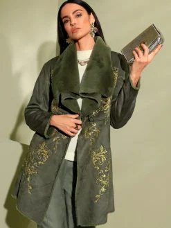 Creation L Vestes<Veste longue doublure imitation fourrure