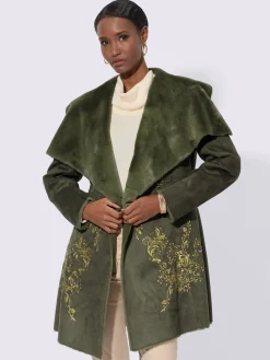 Creation L Vestes<Veste longue doublure imitation fourrure