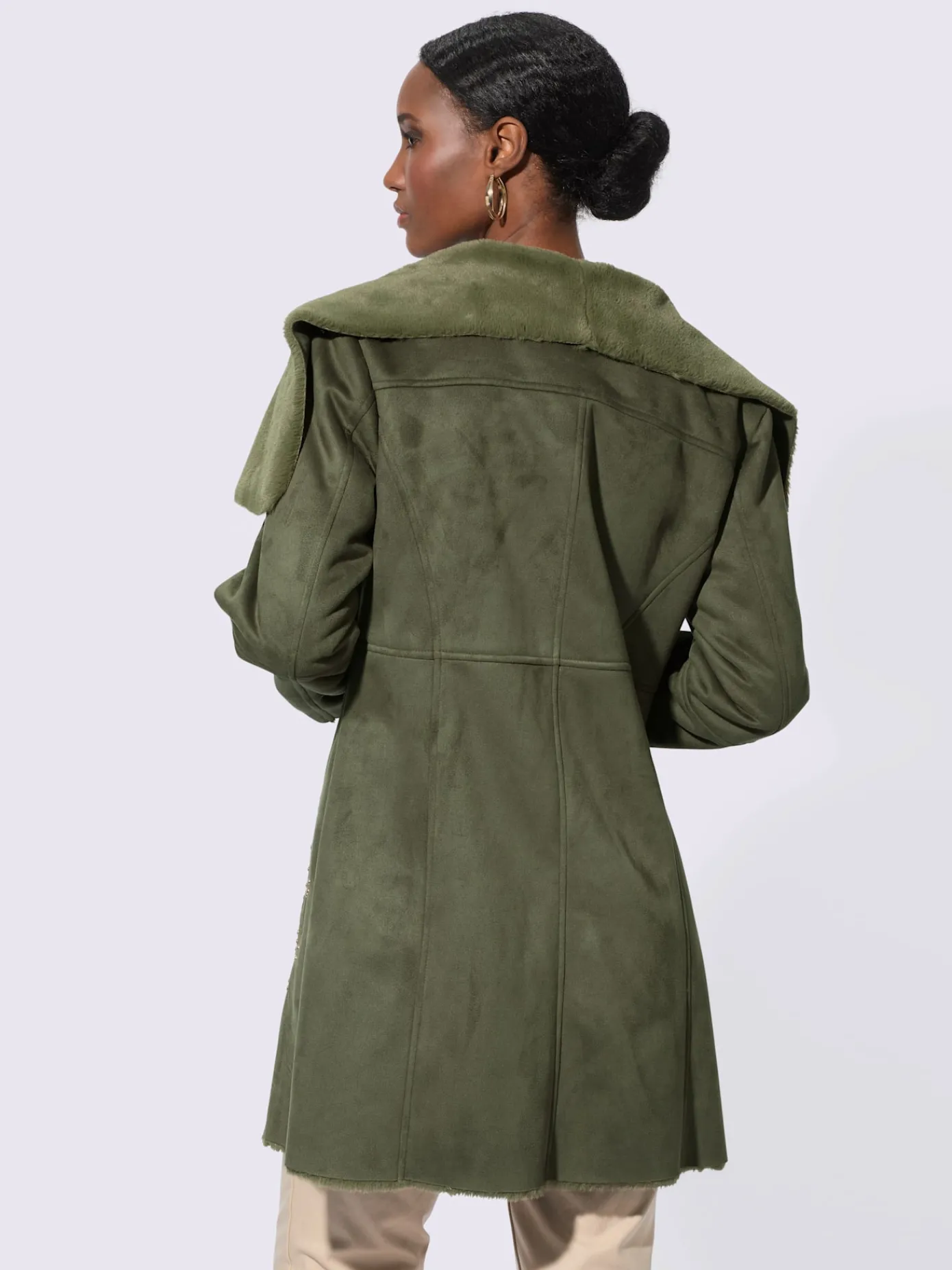 Creation L Vestes<Veste longue doublure imitation fourrure