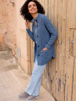 Gilets Et Cardigans<Veste longue en tricot 60% coton