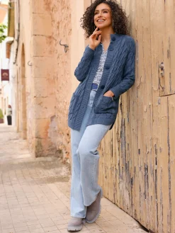 Gilets Et Cardigans<Veste longue en tricot 60% coton