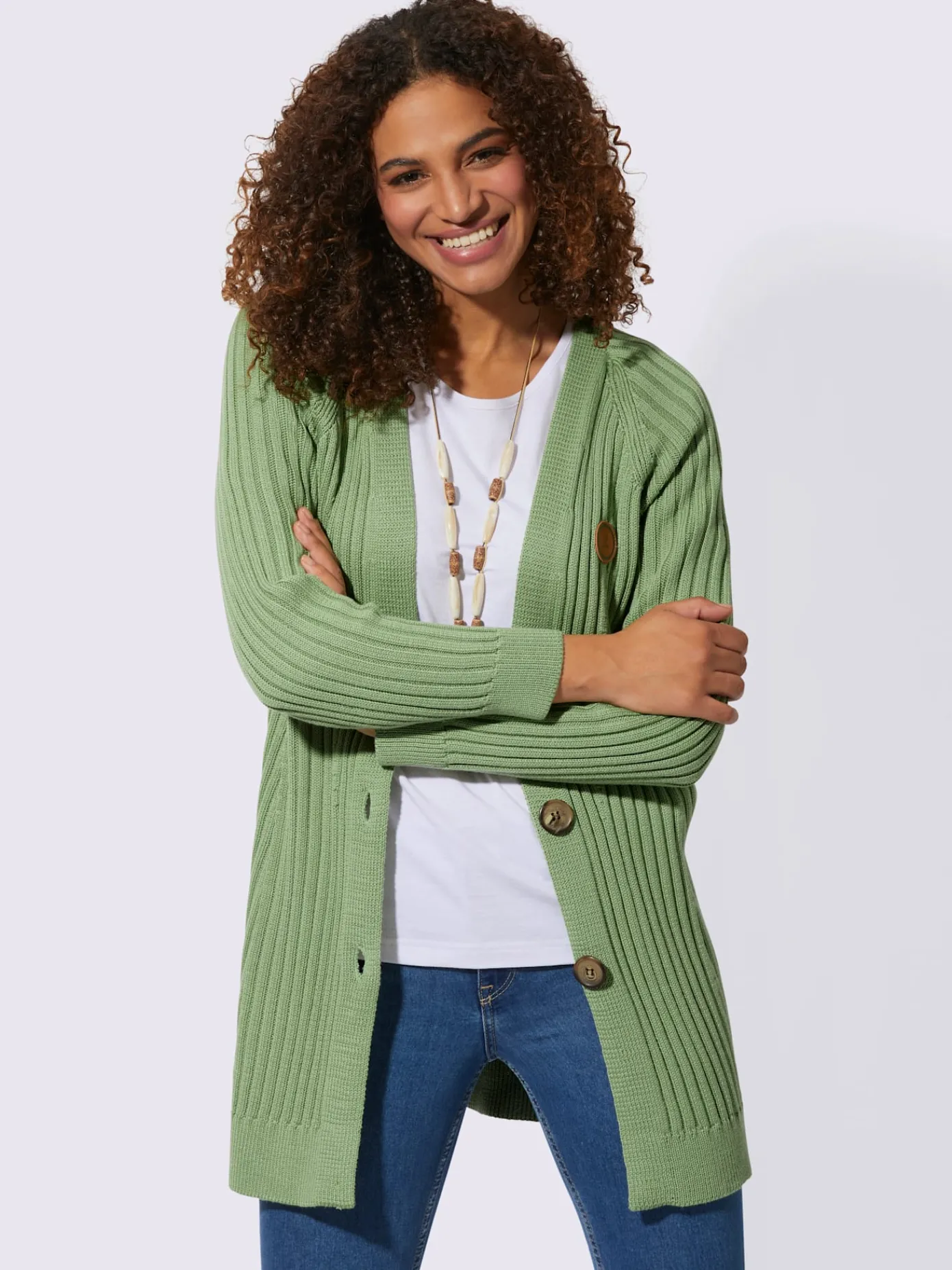 Collection L Gilets Et Cardigans<Veste longue en tricot 50% coton