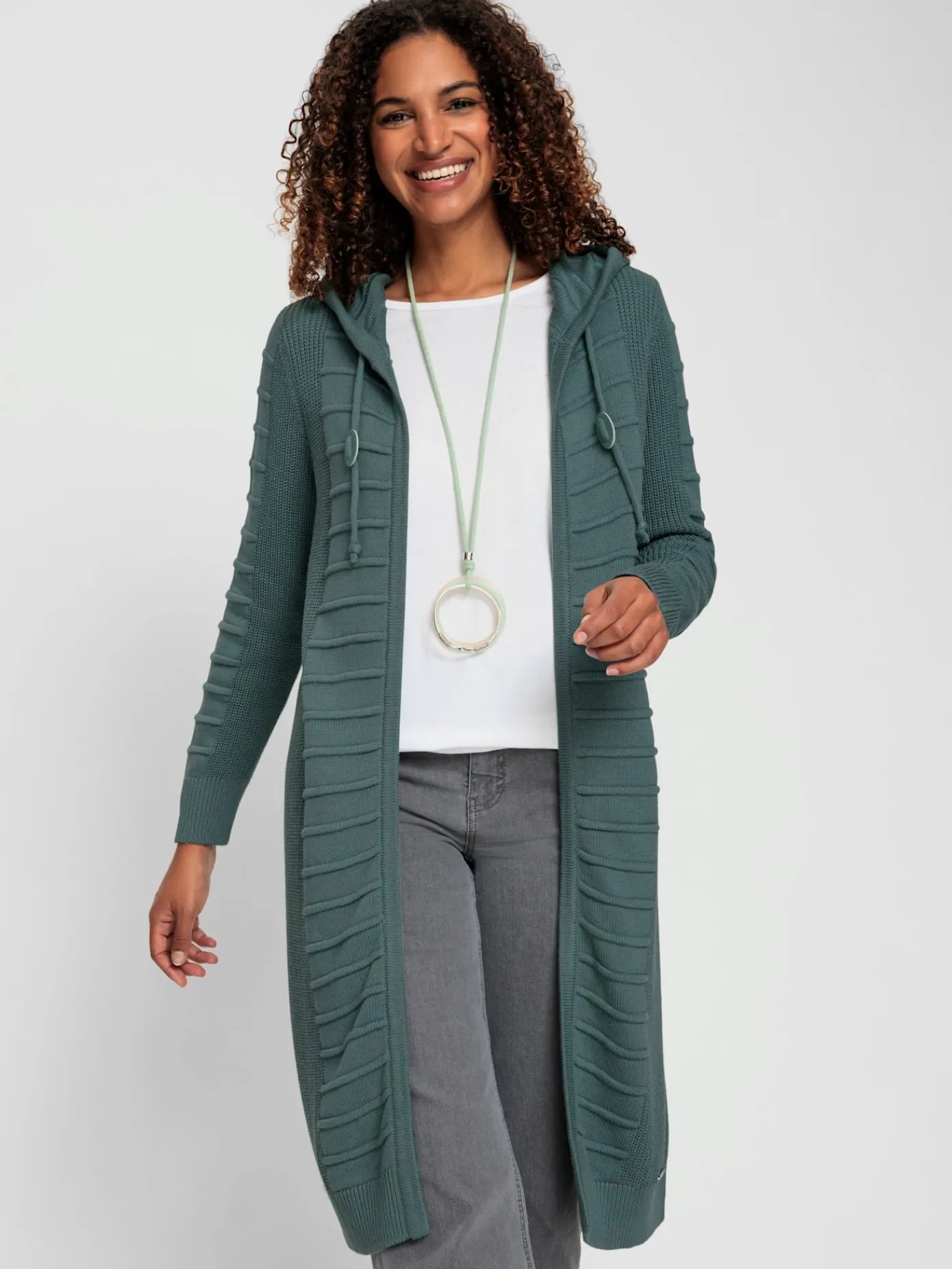 Collection L Gilets Et Cardigans<Veste longue en tricot 50% coton