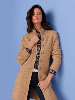 CREATION L PREMIUM Gilets Et Cardigans<Veste longue en tricot 30% laine vierge (mérinos)