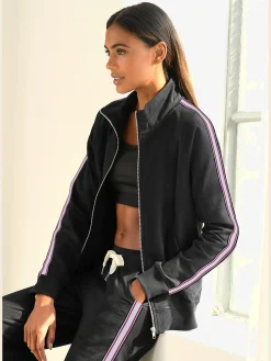 H.I.S Vestes<Veste sweat veste à col montant et rayures